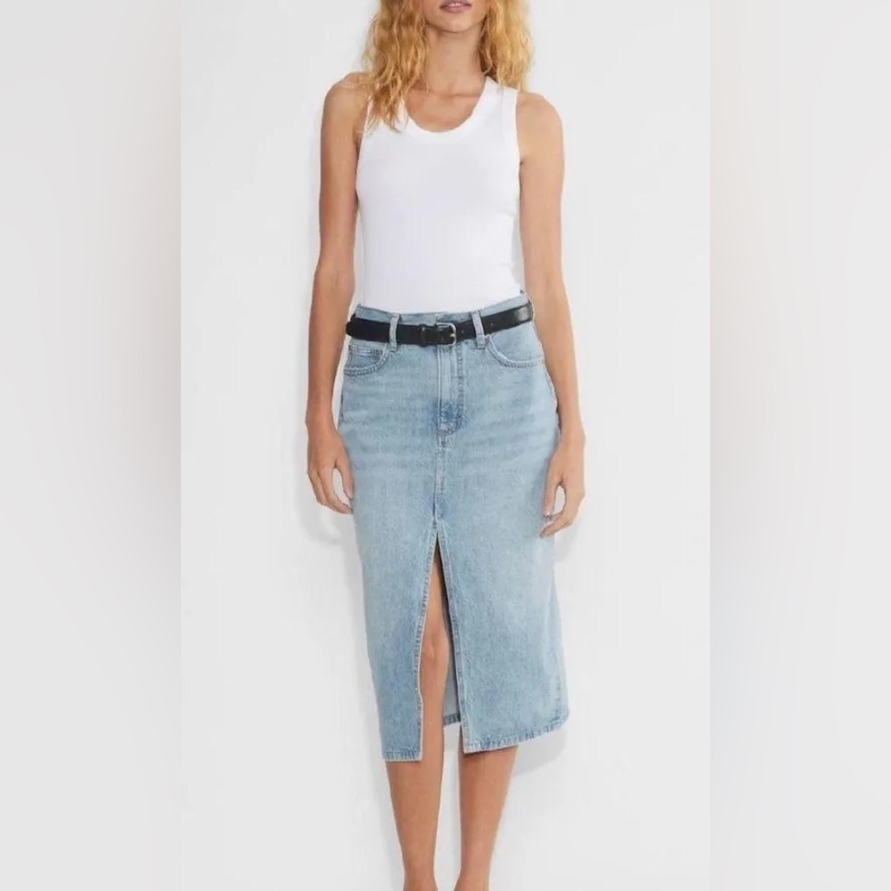 Denim Forum 90s pencil midi denim skirt sz 25